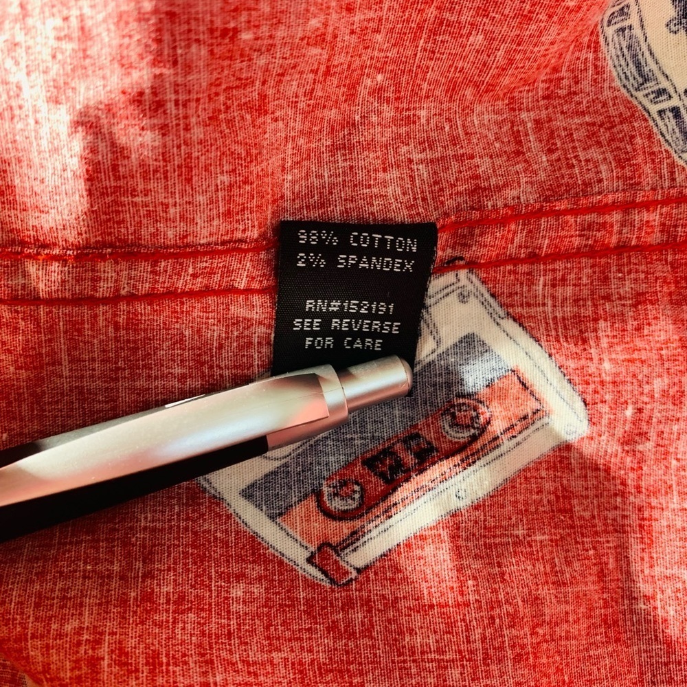 Retro Design Five Points Red Graphic Men's Shirt Buttoned SZ Slim Fit Flex XL. - Picture 8 of 9